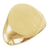 18.00x16.00 mm Men's Signet Ring with Brush Finished Top in 18K Yellow Gold ( Size 10 )