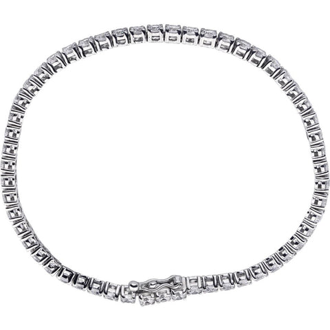 Sterling Silver 3mm Round Cubic Zirconia Bracelet Sterling Silver 3mm Round Cubic Zirconia Bracelet