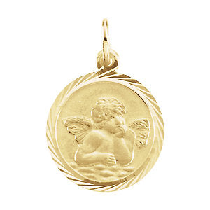 14k Yellow Gold 18mm Angel Medal 14k Yellow Gold 18mm Angel Medal