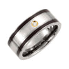 Titanium Wedding Band Ring with Sterling Silver Inlay and 0.06 ct. Diamond (Size 11.5 )