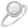 14k White Gold Opal Ring, Size 7