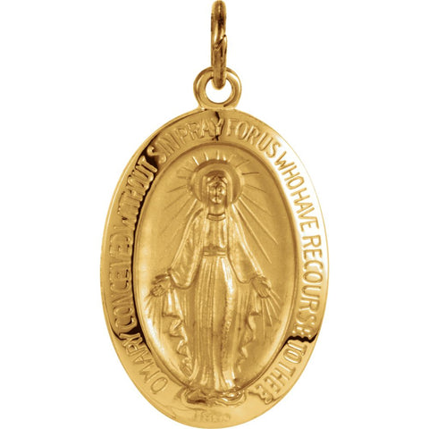 14k Yellow Gold 19x13.75mm Oval Miraculous Medal