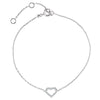 0.06 CTTW in 07.00 inch Diamond Heart Bracelet in 14K White Gold