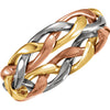 Tri-Color Handwoven Wedding Band Ring in 14k Yellow-White-Rose Gold ( Size 12 )