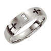 Stainless Steel 0.02 CTTW Diamond Wedding Band Ring with Black Laser Cross Design (Size 11.5 )