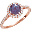 3/8 CTW Diamond and Alexandrite Engagement Ring in 14k Rose Gold (Size 6 )