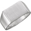 11.00x15.00 mm Men's Signet Ring with Brush Finished Top in 14K White Gold ( Size 10 )