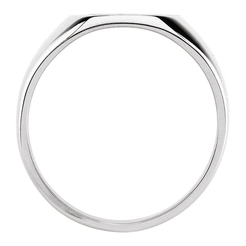 14k White Gold 22x20mm Men's Signet Ring with Brush Finish, Size 10