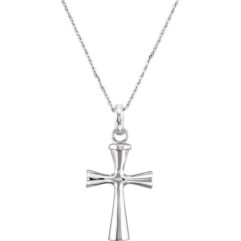 Sterling Silver Plain Cross Ash Holder Necklace