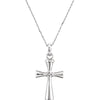 Plain Cross Ash Pendant with Chain, Card and Box in Sterling Silver