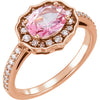 14k Rose Gold Baby Pink Topaz & 1/3 ctw. Diamond Ring, Size 7
