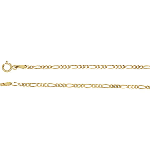 14k Yellow Gold 2mm Solid Figaro 20" Chain