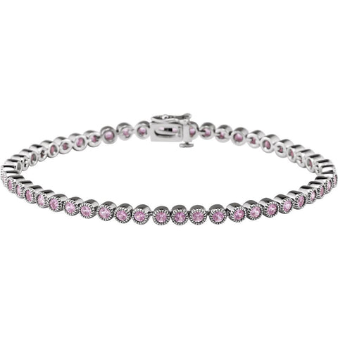 14k White Gold Pink Sapphire 7.25" Line Bracelet 14k White Gold Pink Sapphire 7.25" Line Bracelet