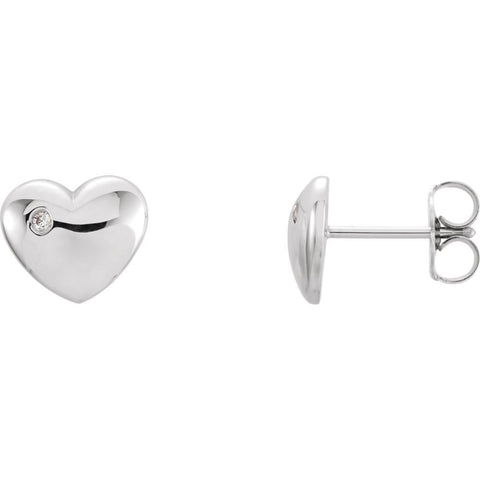 14k White Gold .02 CTW Diamond Heart Earrings