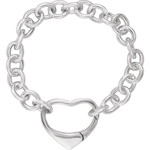 Sterling Silver Bracelet with Heart Clasp Sterling Silver Bracelet with Heart Clasp