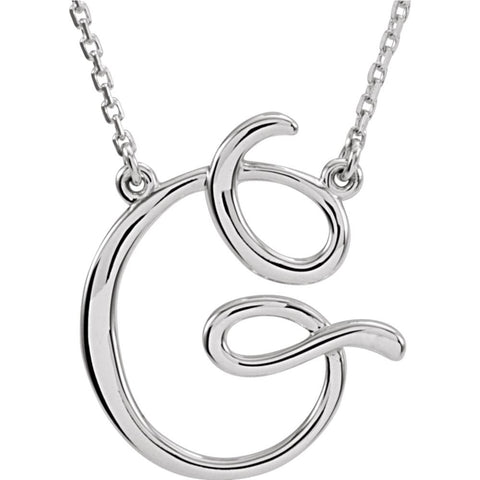 Sterling Silver "G" Script Initial 16" Necklace Sterling Silver "G" Script Initial 16" Necklace