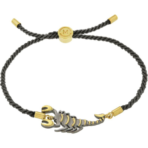 18k Yellow Gold Vermeil & Black Rhodium-Plated Scorpion Black Satin 8" Bracelet for Passion 18k Yellow Gold Vermeil & Black Rhodium-Plated Scorpion Black Satin 8" Bracelet for Passion