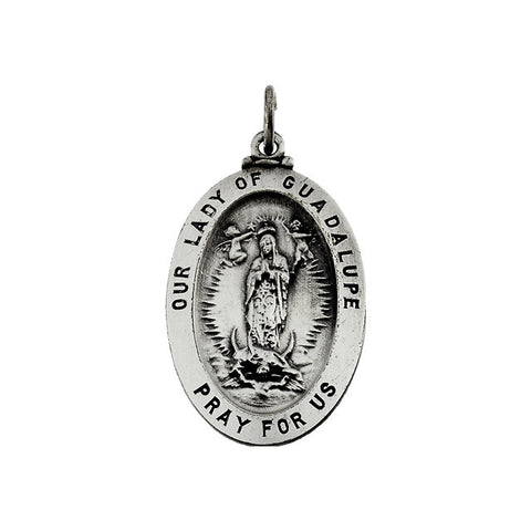Sterling Silver 18.5x13.5mm Oval Our Lady of Guadalupe Medal