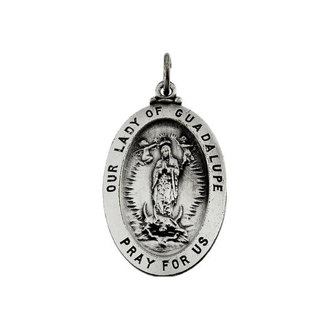 Sterling Silver 25.5x17.75mm Oval Our Lady of Guadalupe Medal Sterling Silver 25.5x17.75mm Oval Our Lady of Guadalupe Medal