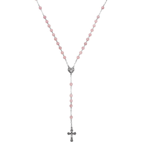 Sterling Silver Rose Quartz Bead Rosary Sterling Silver Rose Quartz Bead Rosary