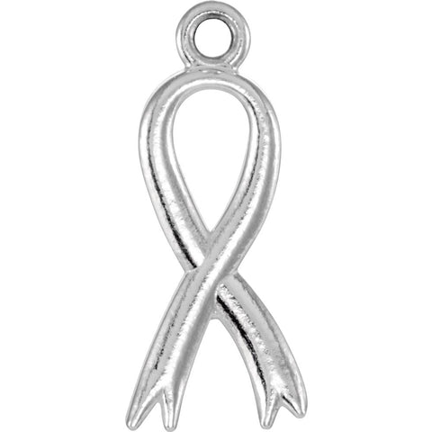14k White Gold Breast Cancer Awareness Ribbon Charm 14k White Gold Breast Cancer Awareness Ribbon Charm