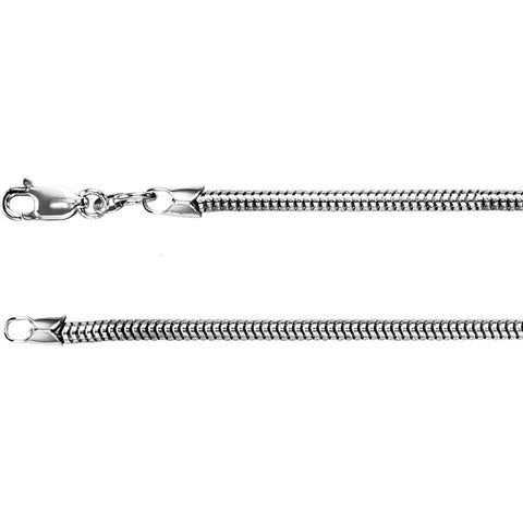 Sterling Silver 2.5mm Round Snake 18" Chain Sterling Silver 2.5mm Round Snake 18" Chain