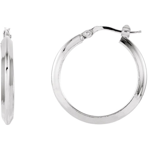 Sterling Silver 24mm Round Knife Edge Tube Style Hoop Earrings Sterling Silver 24mm Round Knife Edge Tube Style Hoop Earrings