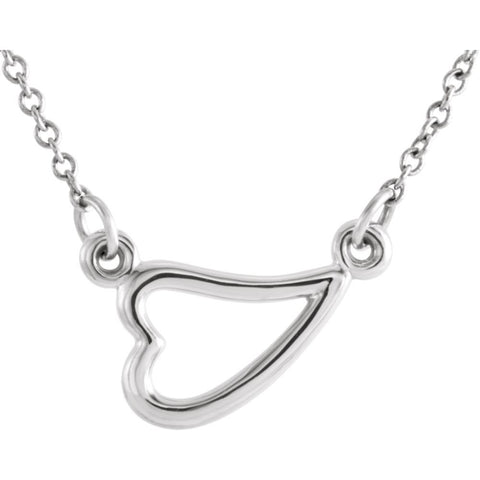 14k White Gold Heart 16-18" Adjustable Necklace