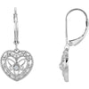 Pair of 0.02 CTTW Diamond Heart Fashion Lever Back Earrings in Sterling Silver