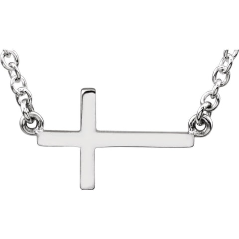 Sterling Silver Sideways Cross 16-18" Necklace Sterling Silver Sideways Cross 16-18" Necklace