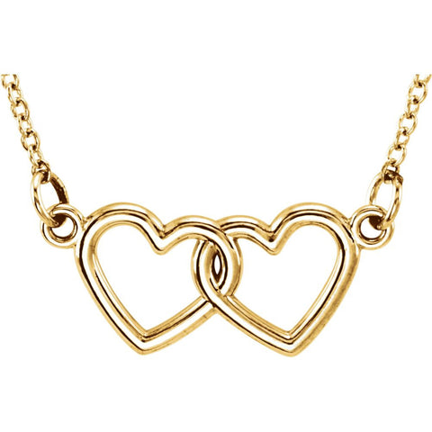 14k Yellow Gold Double Heart 16-18" Necklace 14k Yellow Gold Double Heart 16-18" Necklace