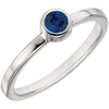 Sterling Silver Imitation Blue Sapphire Bezel Ring, Size 7