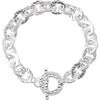 10.5 mm Hammered Finished Link Bracelet with Toggle Clasp in Sterling Silver ( 7.5 Inch )
