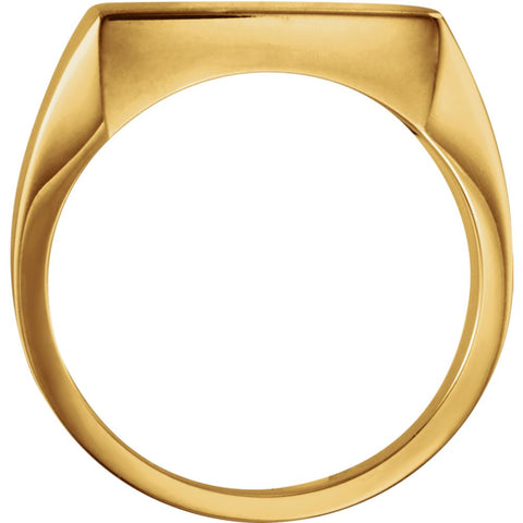 14k Yellow Gold 16mm Men's Signet Ring with Brush Finish, Size 10