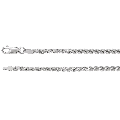 14k White Gold 2.75mm Diamond Cut Wheat 24" Chain 14k White Gold 2.75mm Diamond Cut Wheat 24" Chain