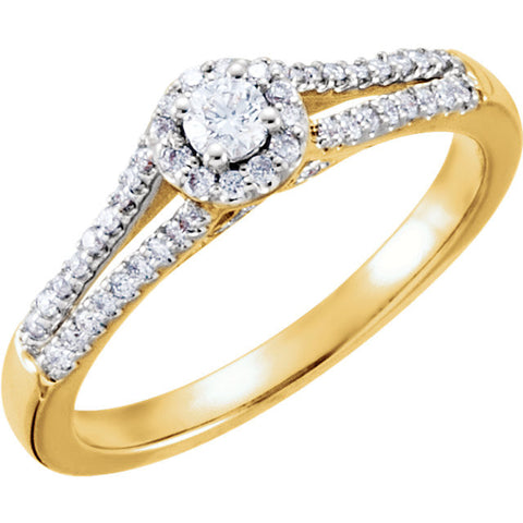 14k Yellow Gold 1/3 CTW Diamond Engagement Ring Size 7