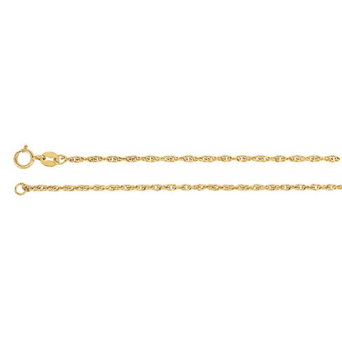 14k Yellow Gold 1.75mm Solid Rope 16" Chain