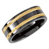 Ceramic Couture Flat Swiss Cut Wedding Band Ring with 14K Yellow Gold Inlay (Size 8.5 ) Ceramic Couture Flat Swiss Cut Wedding Band Ring with 14K Yellow Gold Inlay (Size 8.5 )