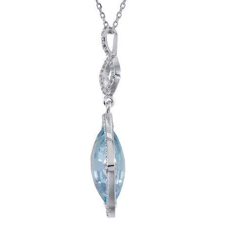 Sterling Silver Sky Blue Topaz & 1/3 CTW Diamond 18" Necklace