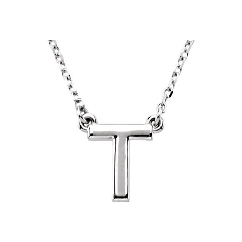 Sterling Silver Letter "T" Block Initial 16" Necklace