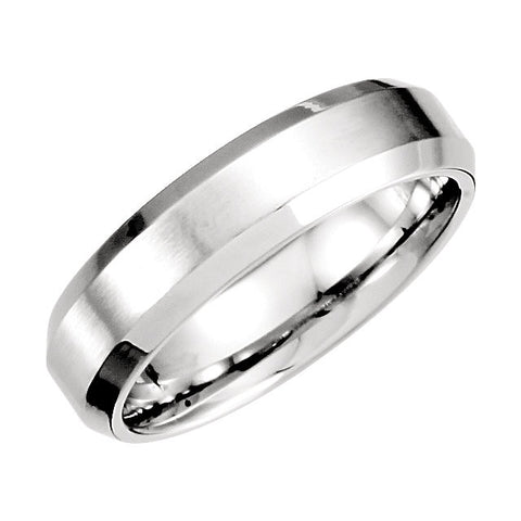 Platinum 6mm Beveled Edge Band with Satin Finish Size 10.00 Platinum 6mm Beveled Edge Band with Satin Finish Size 10.00