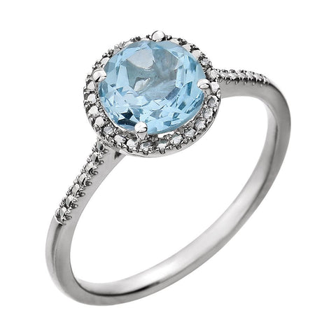 Sterling Silver Sky Blue Topaz & .01 CTW Diamond Ring Sterling Silver Sky Blue Topaz & .01 CTW Diamond Ring