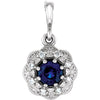 14k White Gold Blue Sapphire & 0.06 ctw. Diamond Pendant
