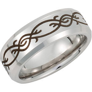 Cobalt 8mm Black Laser Engraved & Beveled Edge Band Size 12 Cobalt 8mm Black Laser Engraved & Beveled Edge Band Size 12