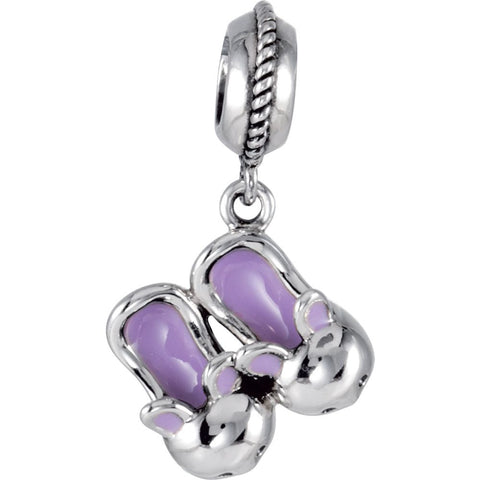 Sterling Silver 13x12.5mm Kera Slippers Charm Sterling Silver 13x12.5mm Kera Slippers Charm