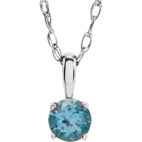 Sterling Silver Imitation Blue Zircon "December" Birthstone 14" Necklace