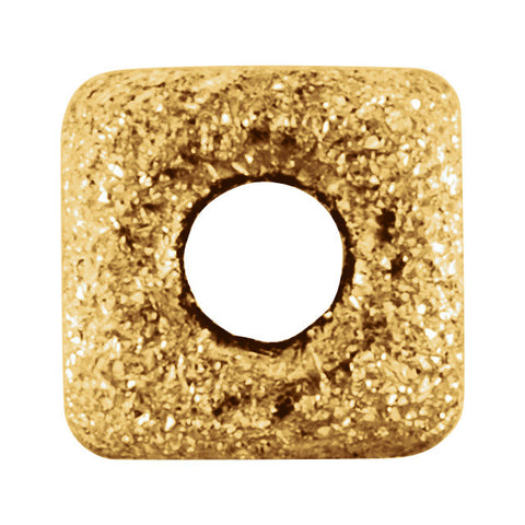 14k Yellow Gold 4mm Pavé Square Bead