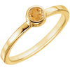 14k Yellow Gold Citrine Bezel Ring, Size 7