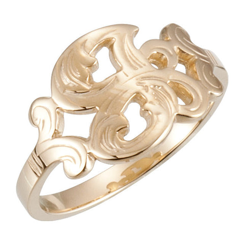 14k Yellow Gold Initial Rings, Size 6 14k Yellow Gold Initial Rings, Size 6