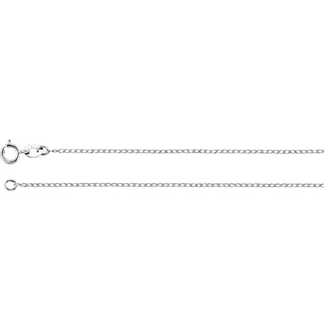 14k White Gold 1mm Solid Curb 16" Chain 14k White Gold 1mm Solid Curb 16" Chain